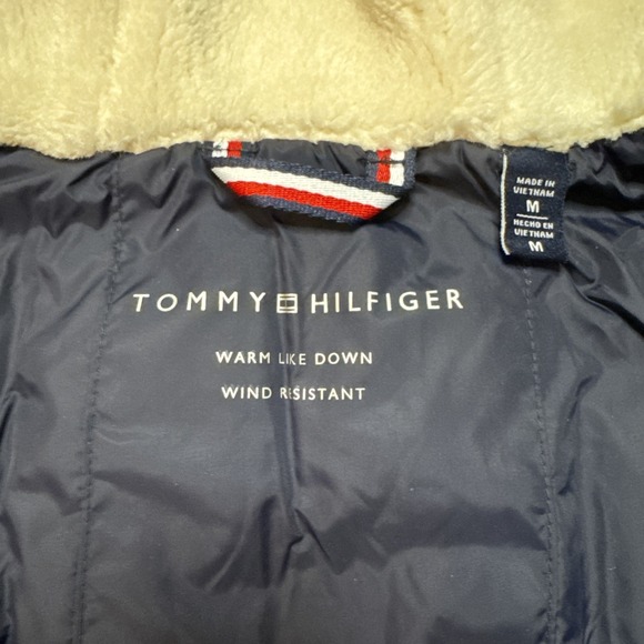 Tommy Hilfiger Men's Medium Puffer Jacket Black Hooded Warm Like Down Coat NWT - Picture 4 of 14